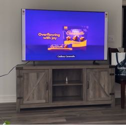Gray Farmhouse Style TV Console (TVs up to 65”)
