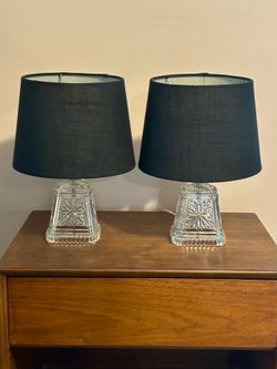 Matching vintage glass bedroom lamps