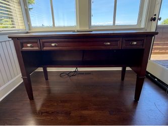 Cherry Writing Desk (54”) + Leather Executive Chair — Costco