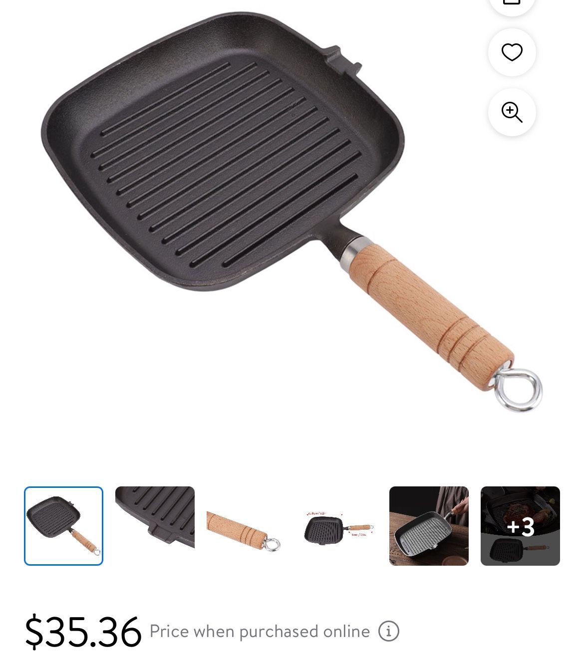 New Cast Iron Pan with Wooden Handle