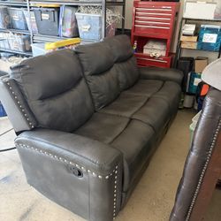Leather Couch - Manual Recliners 