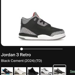 Jordan 3 Retro Black Cement
Used.
Size 10c