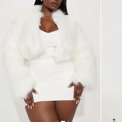 White Furr Cropped Coat