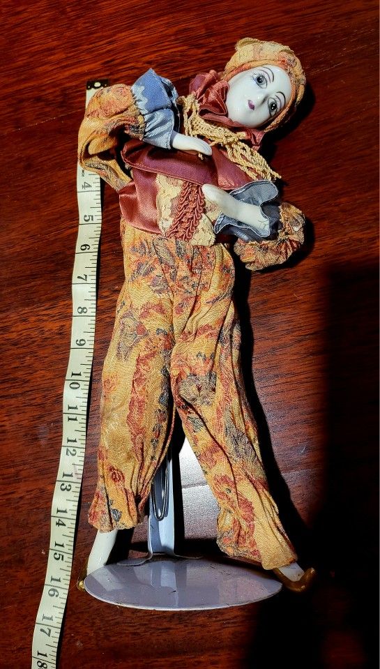 Vintage Porcelain Musical Doll Harlequin 