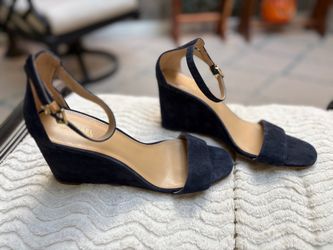 Michael Kors Navy Suede Wedge Sandals