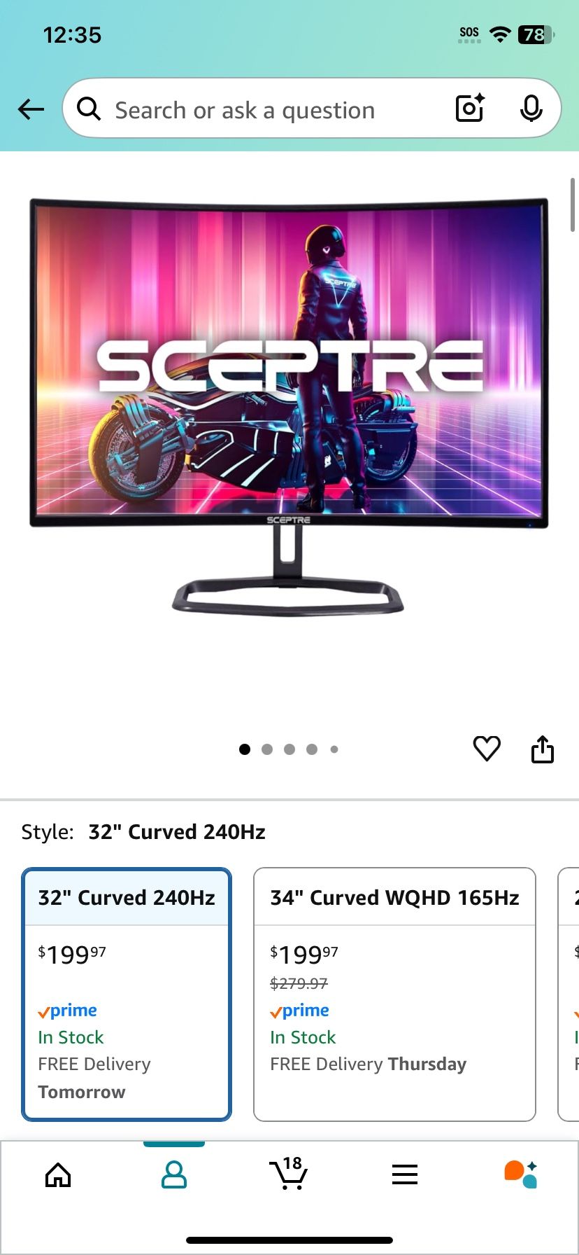 32 Inch Cruved 240hz Sceptre Monitor