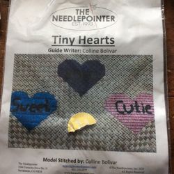 Tiny Hearts Needlepoint Canvas  Thread Kit