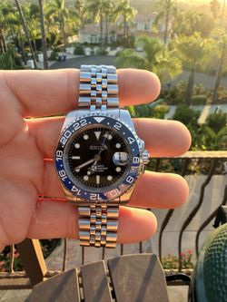 Seiko Mod Batgirl Automatic GMT Watch $199 Nh34a Movement 