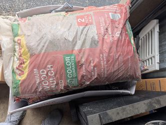 Bags of red mulch