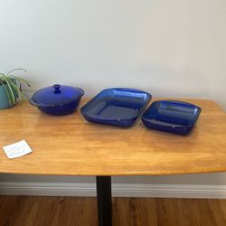 Anchor Hocking Blue Glass Cookware 