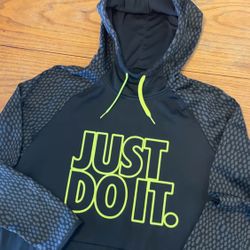 Nike Black / Neon Just Do It Smooth Heavy Sweatshirt Hoodie Size L 