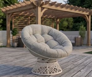 Papasan Outdoor & Indoor Chair - White Frame and Silver Cushion