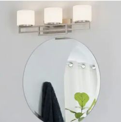 New in store! Tustna 26 in. 3-Light Brushed Nickel Bathroom Vanity Light with Opal Glass Shades
