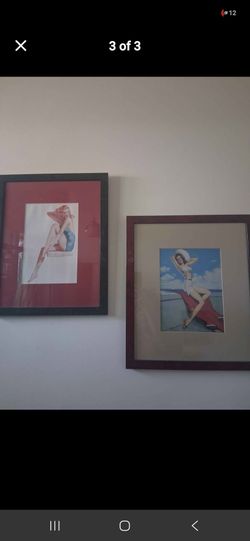Vintage Pin-Up Framed Prints Set of 2