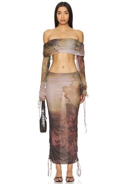 Jaded London Lace Up Fold Over Top Size 4 | Multi Sheer Mesh Long Sleeve