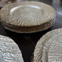 18 Glass Champagne Color Charger Plates Set