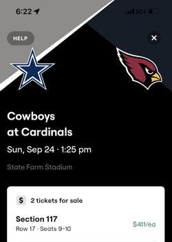 Cardinals Vs Cowboys 2 Tix And Orange Parking