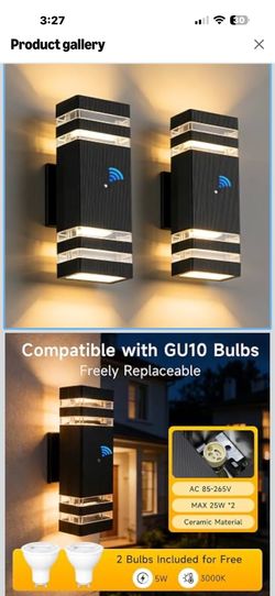 Dusk to Dawn Outdoor Sconce Lights 2 Packs,GU10 3000K Exterior Wall Light IP65 Waterproof Aluminum Outdoor House Lights Wall Mount for House Garage Pa
