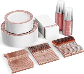 350 Pieces Rose Gold Dinnerware Set for 50 Guests -NEW (3286/3)