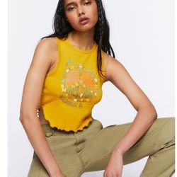 New Forever 21 Woodstock Graphic Crop Top Size Large 