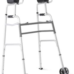 Medline Upright Walker with 5” Dual Wheels, Forearm Walker with Armrests, Height Adjustable, 300lb Weight Capacity