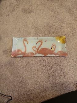 Glass Flamingo Tray