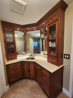 Solid wood corner vanity