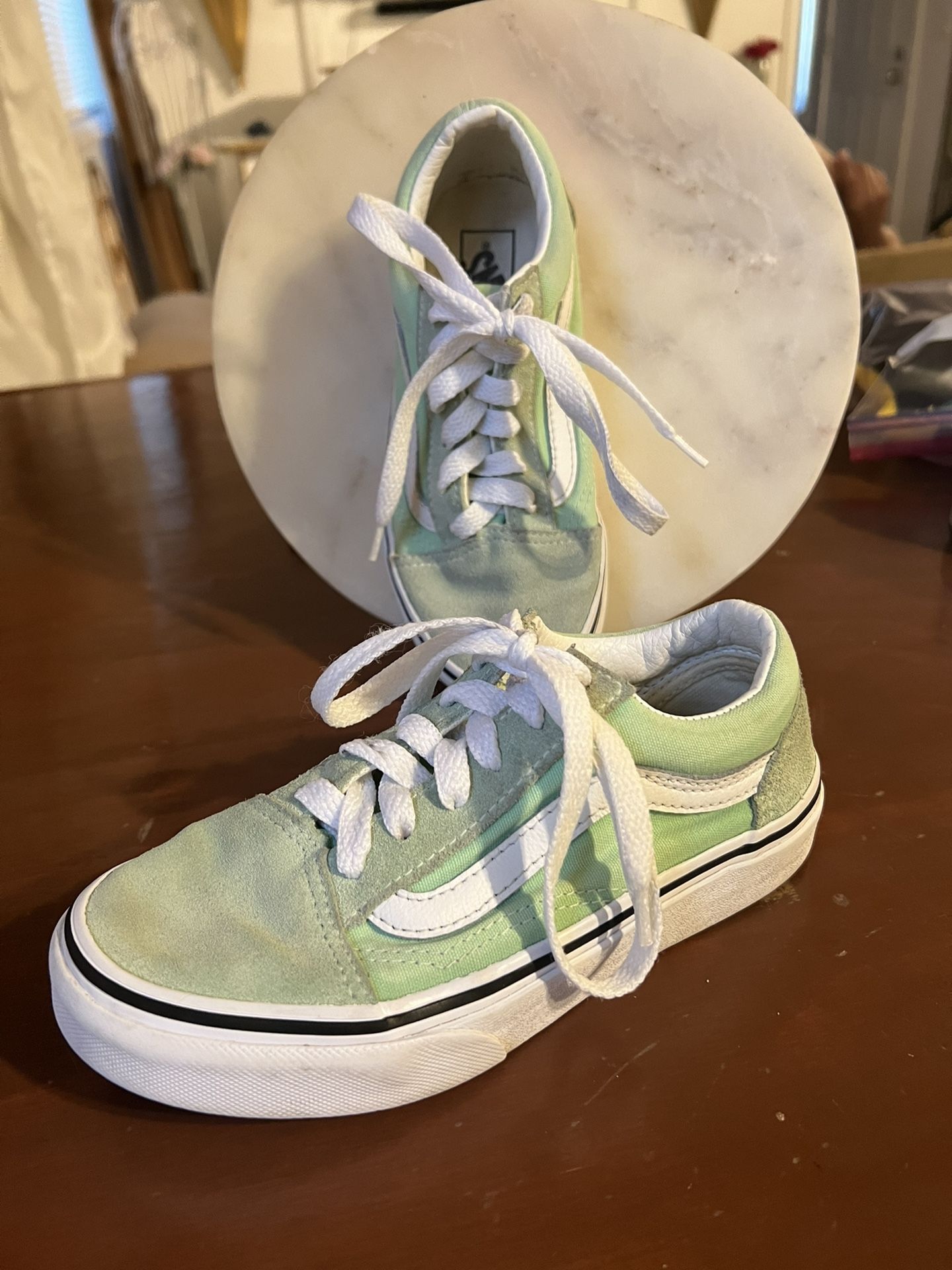 Girls Vans Old Skool Mint Sneaker Shoes Kids Size 1