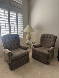 Pair of Grey Reclining Chairs