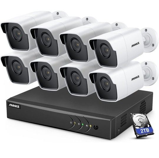 ANNKE 8 Channel 8 Camera Security System H.265+ DVR Recorder with 2TB HDD and 8X 5MP【5MP Super HD & 100 ft Night Vision】See enhanced 2K 5MP Super HD