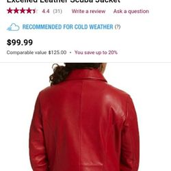 Women's Medium Red leather excelled collection jacket