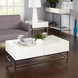 New  3 Piece Contemporary Modern White Coffee & End Table Set