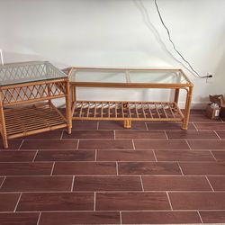 Great Florida End Table With Beveled Glass And Coffee Table