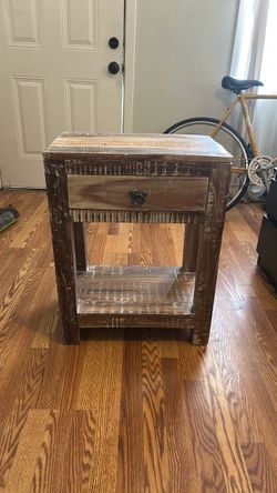 Rustic Distressed Solid Wood Nightstand / Side Table with Drawer
