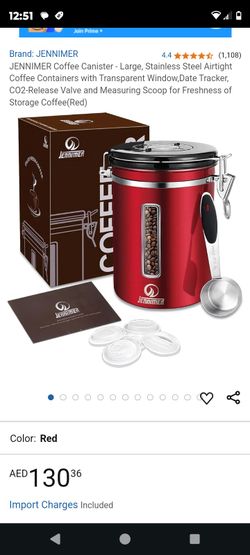 Jennimer 304 high quality coffee canister (red