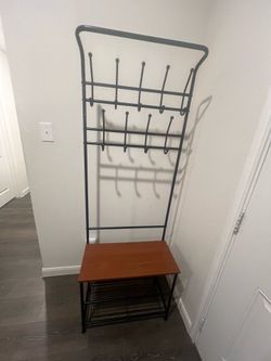 Entry coat rack and shoe organizer
