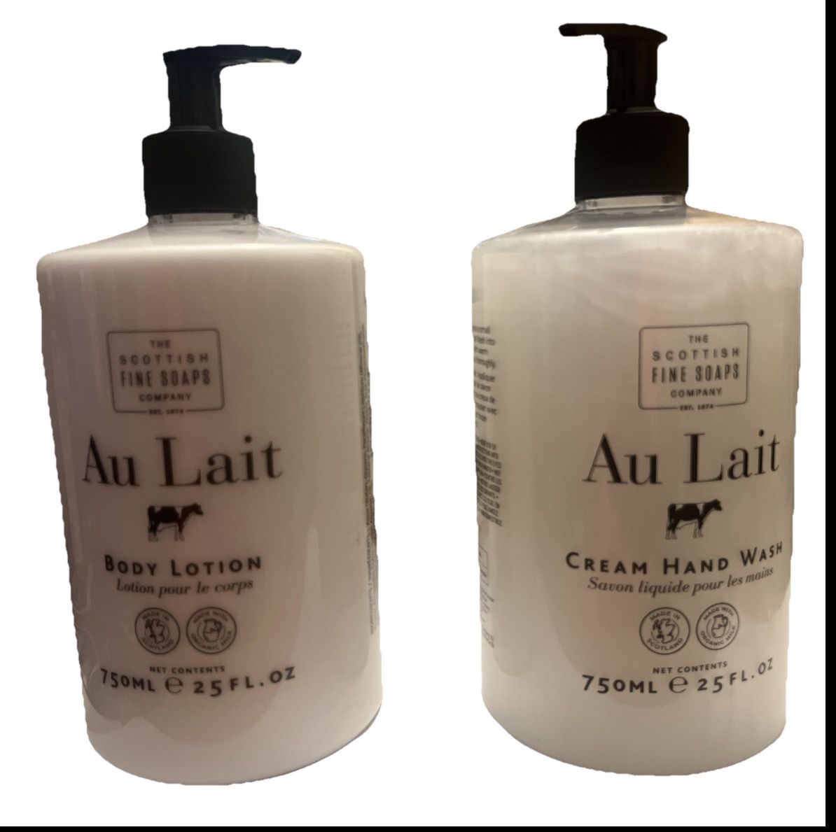 The Scottish Fine Soaps Au Lait Body Lotion & Cream Hand Wash Set – 750ml Each