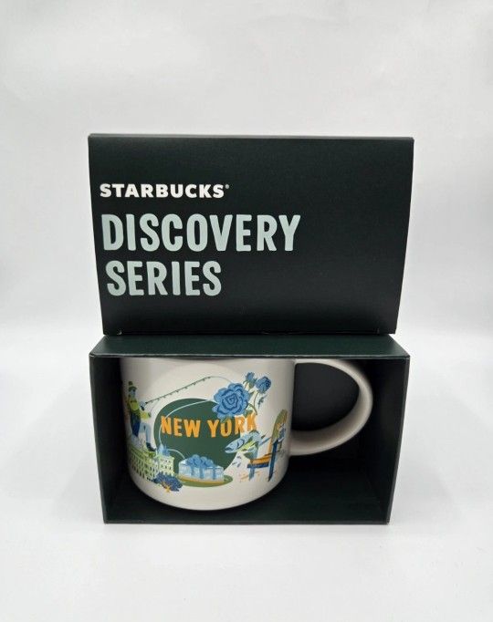 Starbucks Mug Discovery Series New York State 14 fl oz White Blue 2024
