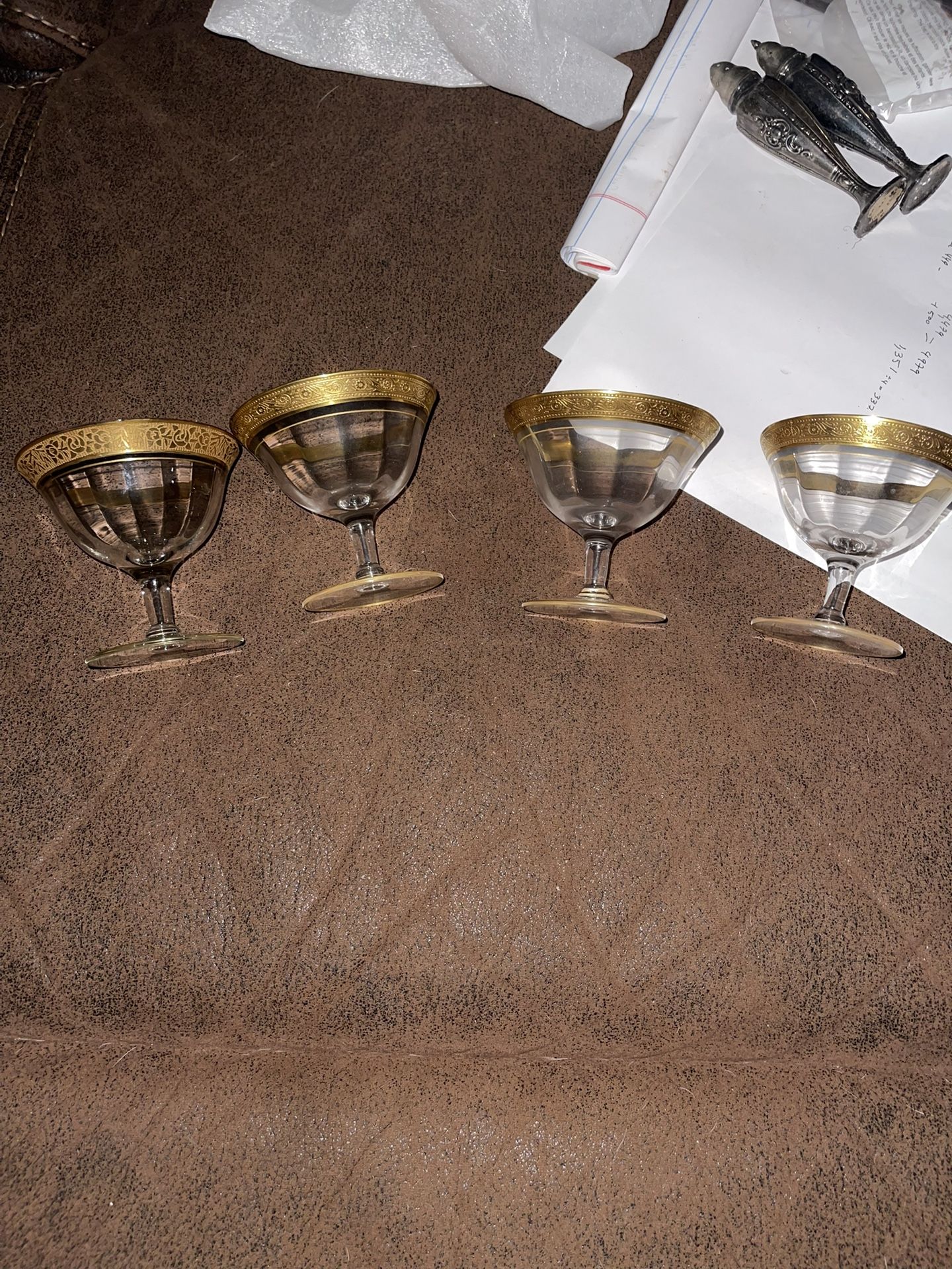 Set Of 4 Tiffin-Franciscan Rambler Rose Clear Sherbet Glasses. 