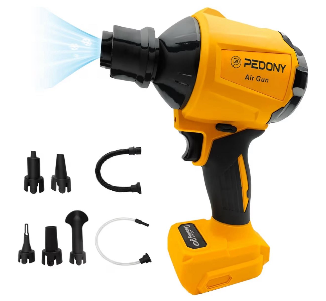 Cordless Air Gun for DeWalt 20V Battery, Handheld Air Duster 50000 RPM & 7 Nozzles Brushless Air Compressor for PC Keyboard Pool Toys (Battery Not In