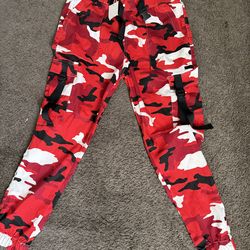 Red cargo pants