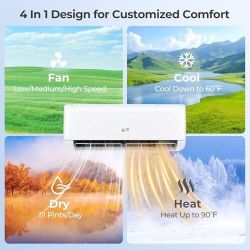 COSTWAY 12K BTU 115V Mini-Split Indoor Unit Only