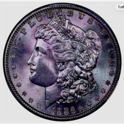 1886 Morgan Silver Dollar CAC MS65+ Iridescent Blueberry Jelly Rainbow Toned