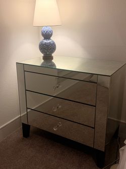 Mirrored glass nightstand