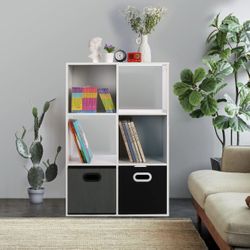 2' x 3' Wooden Storage Organizer 6-Cube,Modular Bookshelf Square Cabinet, Display Cube Shelves