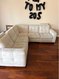 Modern L-Shaped Suede Sectional Sofa – $450 OBO