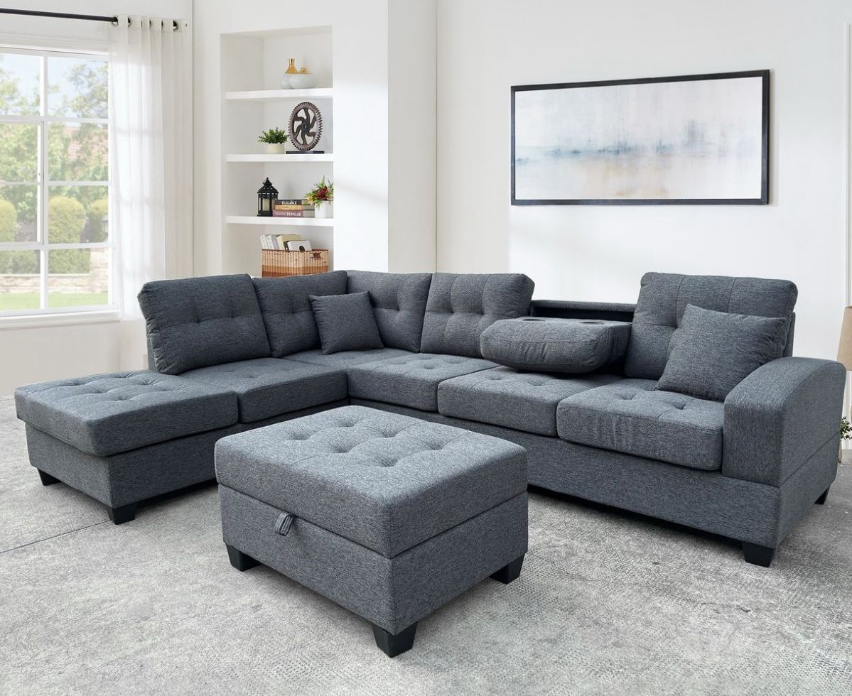 Brand New Sectional Sofa with Ottoman / Sofa Seccional con Ottoman Nuevo a Estrenar … Fast 🚚