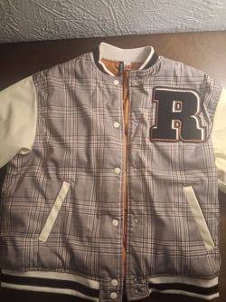 Plaid Varsity Bomber Jacket with R Patch brand divided H &M