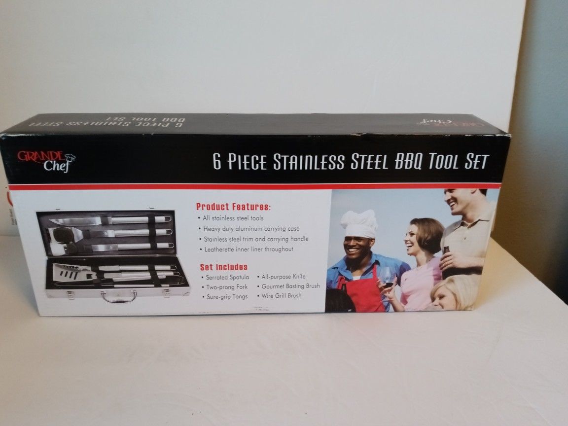 Grande Chef 6 Piece Stainless Steel BBQ Tool Set