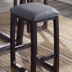Acme Furniture 72937 16 X 16 X 25 In. Razo Counter Height Stool, Fabric & Weathered Espresso